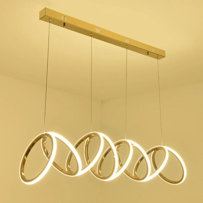 Anneau de luxe moderne suspension LED lumières pour salle à manger cuisine éclairage Lustre décor Lustre barre intérieure suspendus luminaires - vue 7 sur 9