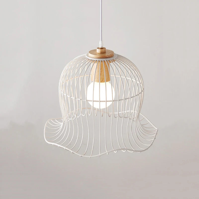 Suspension en métal blanc nordique forme de fleur Restaurant suspension lumière salon Table à manger E27 lustre éclairage 220 V - vue 2 sur 6
