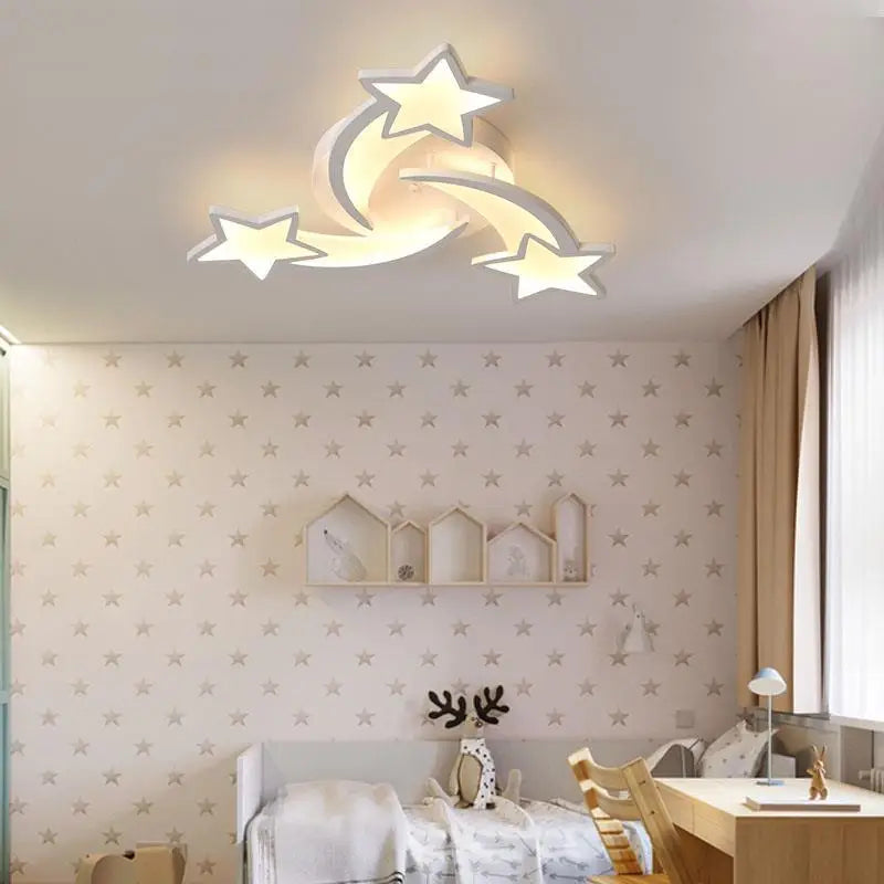 Étoile Led plafonniers acrylique lustres lampe pour enfants garçon et fille chambre salon salle à manger Design intérieur lumières - vue 4 sur 9