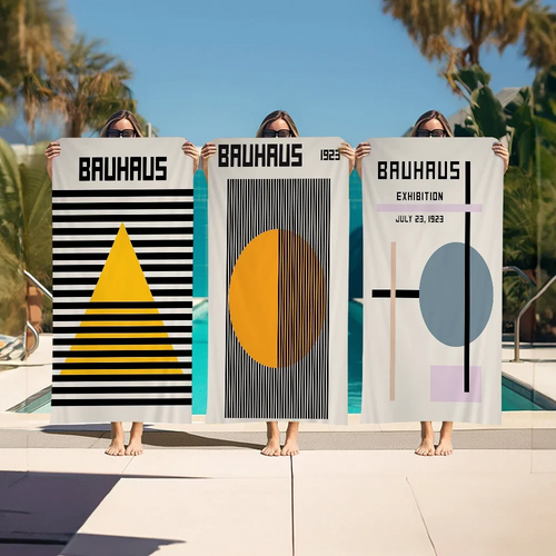 serviette de plage géométrique bauhaus microfibre absorbante - vue 3 sur 6