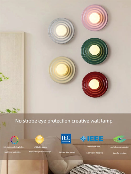 LED-Wandleuchte Retro Rund aus Kunstharz im japanischen Stil - vue 2 sur 10