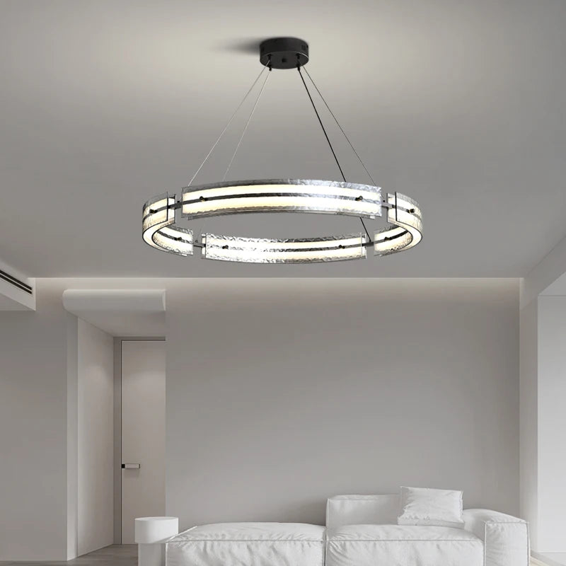 suspension en fer minimaliste avec verre ondulé pour intérieur moderne - vue 4 sur 7