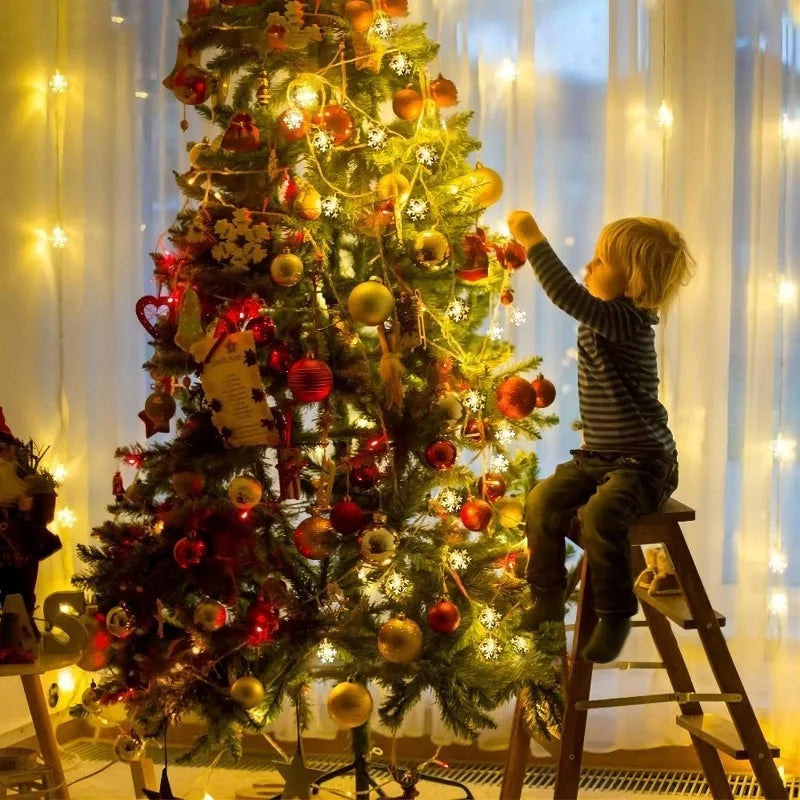 guirlande lumineuse de noël à led flocons de neige décorations festives - vue 4 sur 9