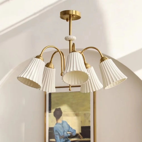 Lustre de style français rétro en céramique blanche