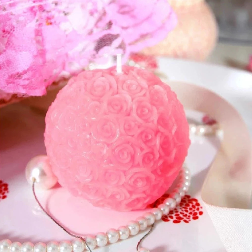 bougie parfumée boule fleur rose décoration pour la maison cadeau - vue 6 sur 9