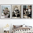 décoration murale humoristique avec animaux sur toilettes