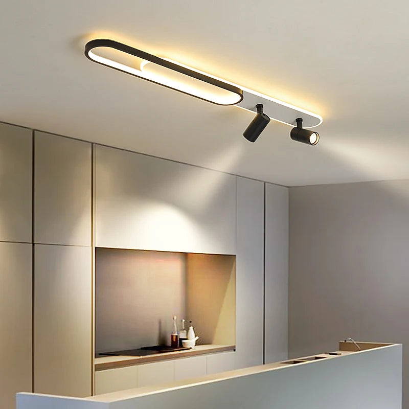 Lustres Led modernes avec projecteurs pour salon salle à manger chambre décor lumières cuisine acrylique plafonniers luminaire noir - vue 5 sur 19