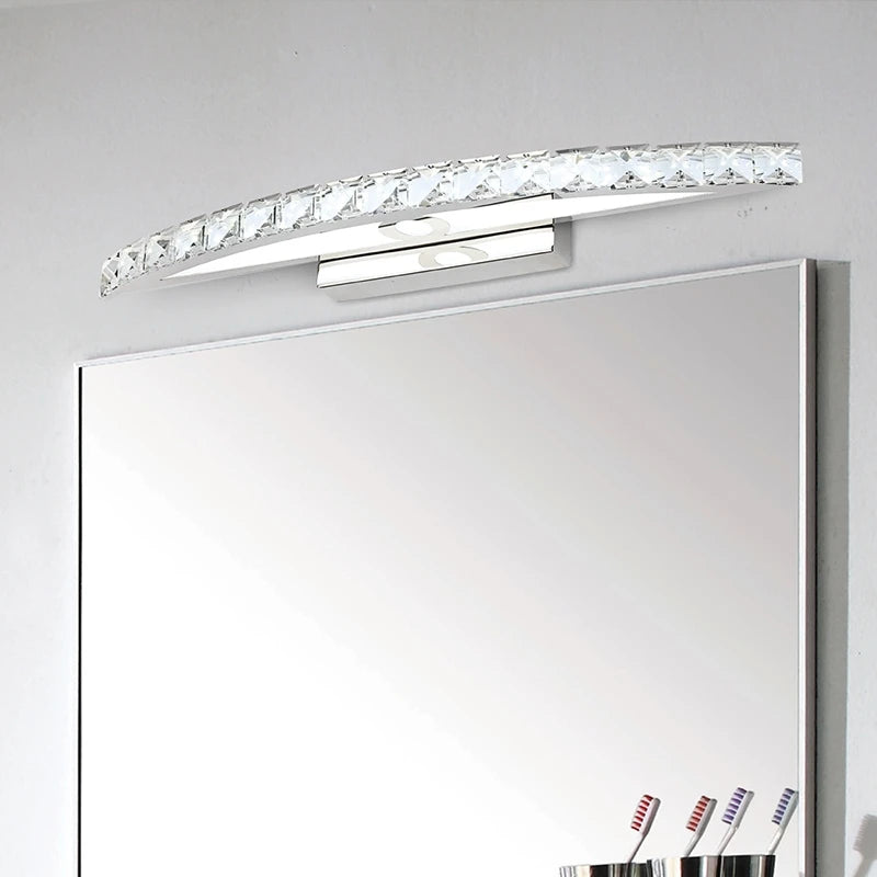 applique murale salle de bain LED miroir lumière en acier inoxydable cristal maquillage salle de bain lumières 44 cm/54 cm - vue 3 sur 10