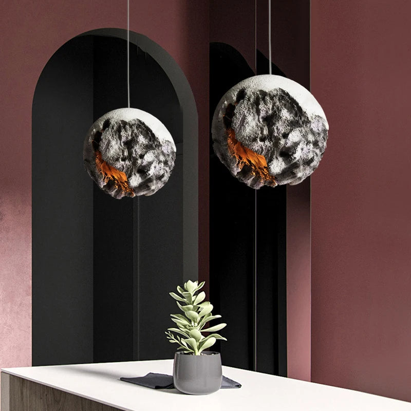 lustre moderne en béton wabi-sabi hauteur réglable décoration intérieure - vue 5 sur 12