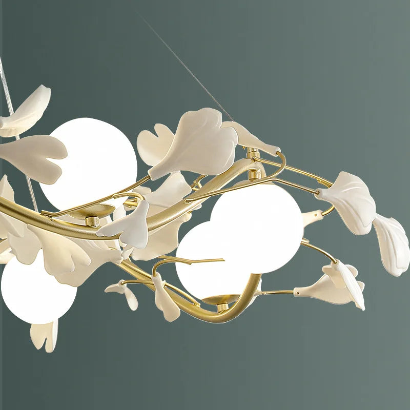 SANDYHA Moderne Fleur Branche Lustre Surround Boule De Verre Anneau Suspension Lumière Led pour Salon Salle À Manger Chambre Lustre Salon