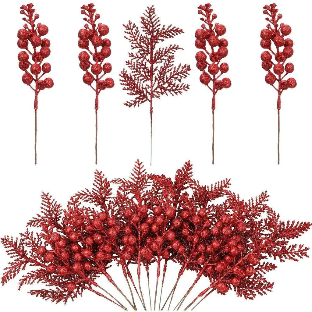 lot de 5 décorations de noël paillettes fleurs artificielles pour nouvel an 2025 - vue 13 sur 13