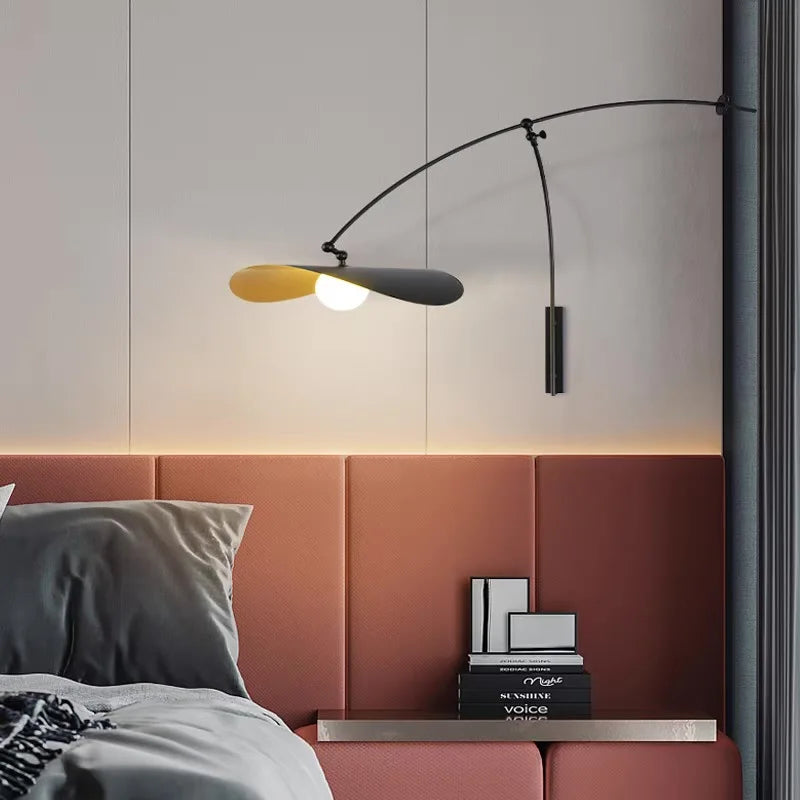 applique de lecture à bras long minimaliste rotative