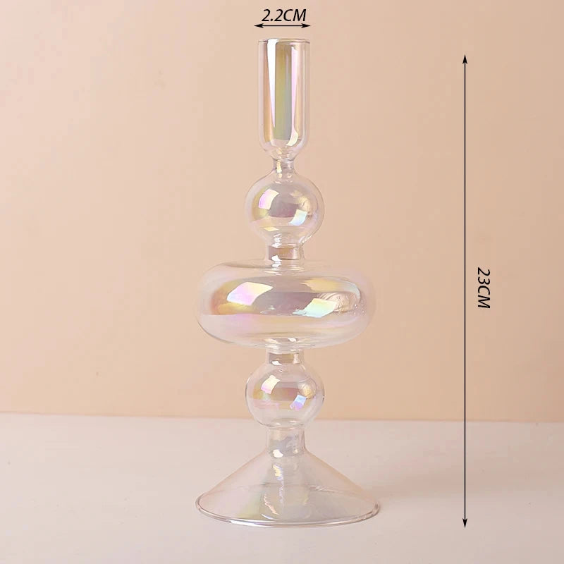 bougeoir en verre décoratif à rayures coniques pour événements festifs - vue 29 sur 30