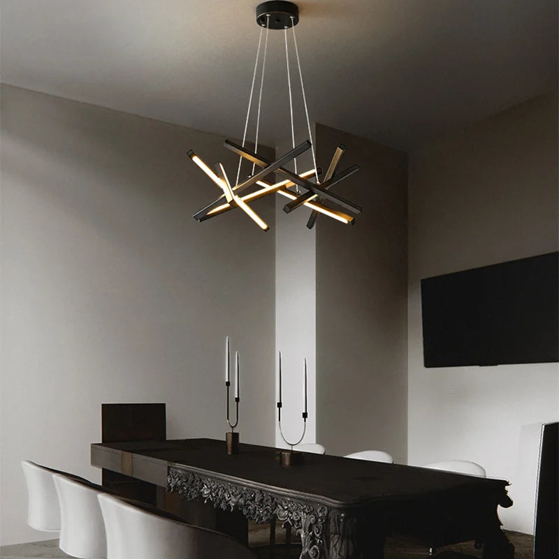 lustre moderne led créatif en métal branche suspension nordique