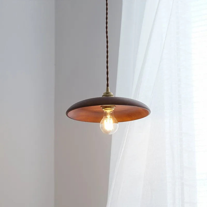 suspension led en bois et laiton style nordique moderne - vue 5 sur 10