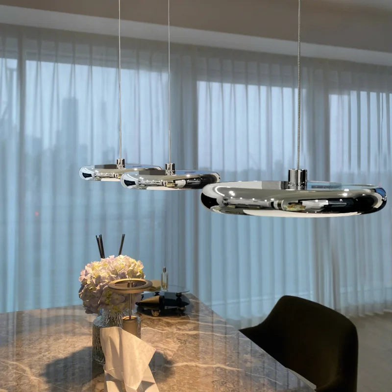 lustre en aluminium led design plaqué circulaire - vue 5 sur 18