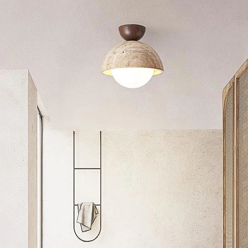 Skandinavische Deckenleuchte Travertin Wabi Sabi LED Marmor - vue 4 sur 8