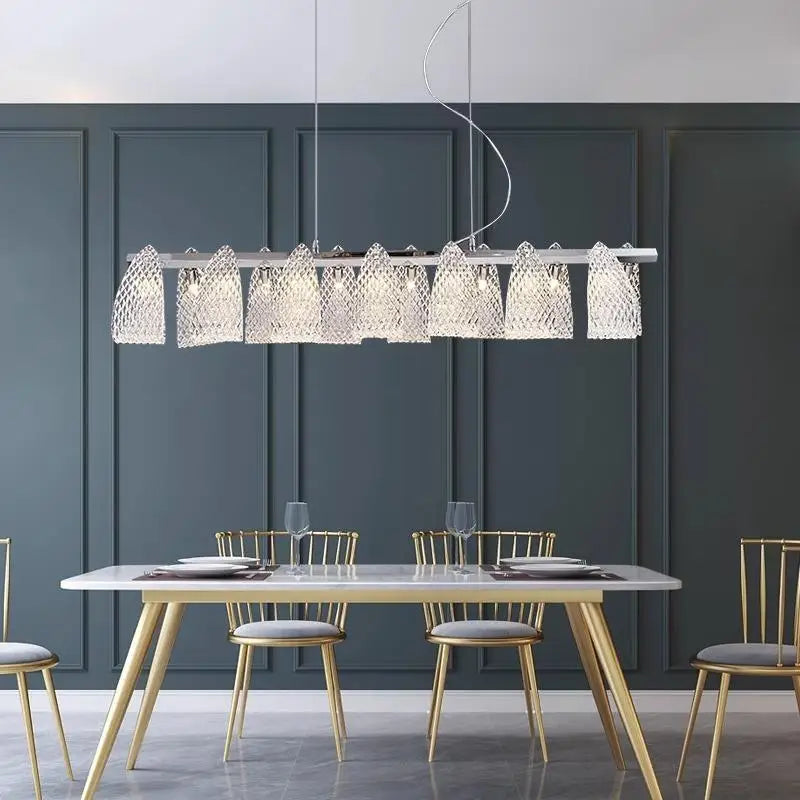 Minimalistischer Kronleuchter aus Glas mit floralem Design für moderne Innenräume - vue 4 sur 12