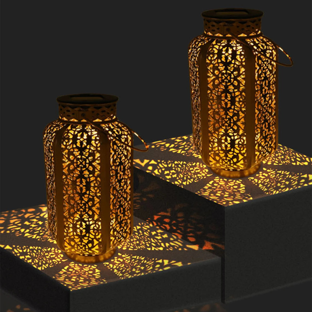 lampe solaire rétro en fer pour décoration extérieure - vue 5 sur 7