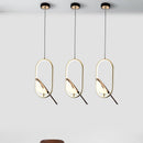 Nordischer Kronleuchter Gold Acryl mit LED-Leiste und Vögeln