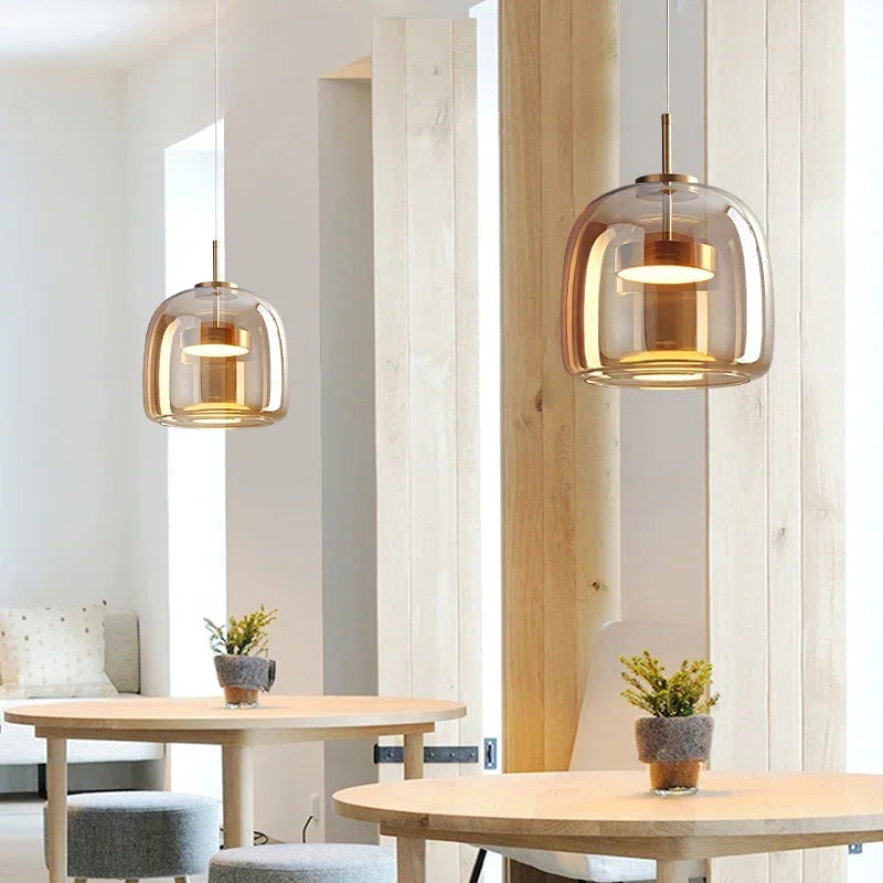 lustre led en verre moderne de luxe pour maison simple - vue 5 sur 24