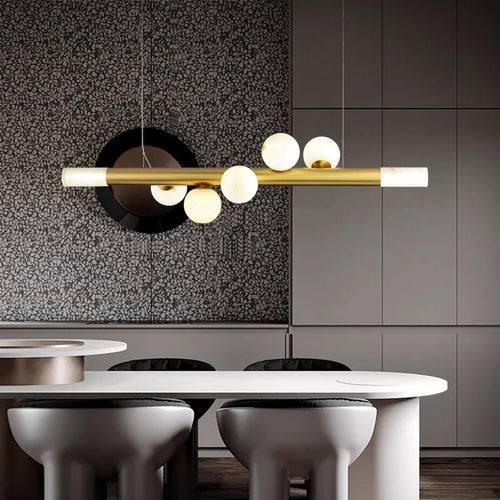 Luxuriöser Kronleuchter aus echtem Marmor im postmodernen Design für Bar - vue 4 sur 10