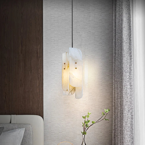 Pendelleuchte aus echtem Marmor mit verstellbarem Kupferkabel - vue 3 sur 7