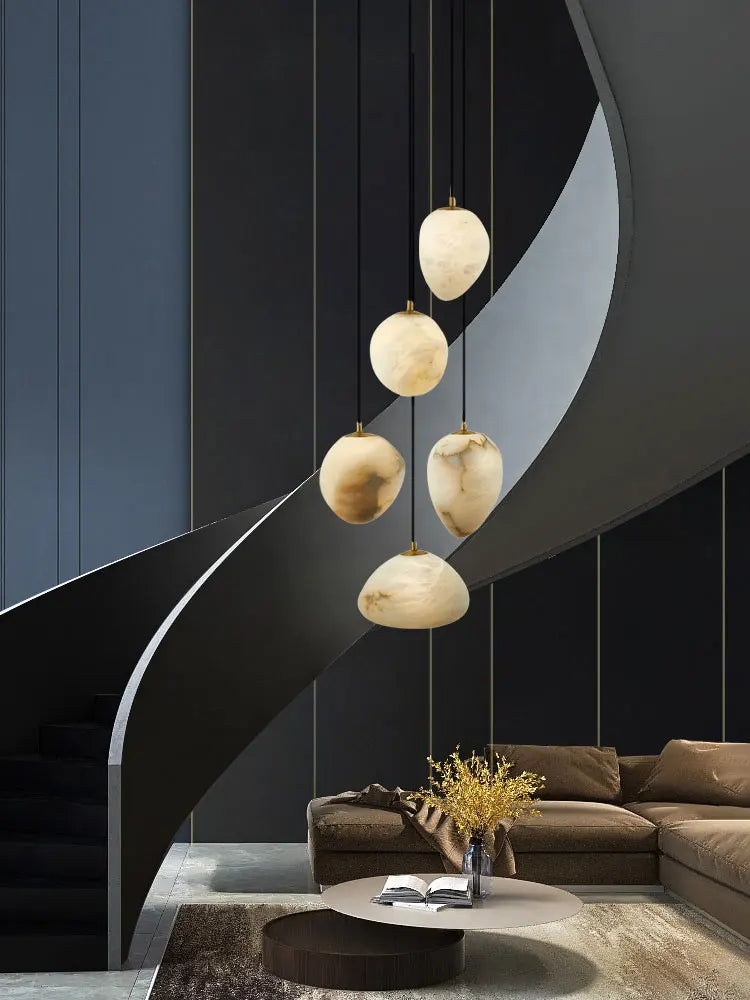 lustre suspendu en marbre géométrique pour éclairage moderne - vue 11 sur 12