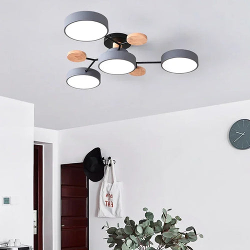 LED-Deckenleuchte aus Holz im nordischen Design für ein elegantes Interieur - vue 3 sur 22