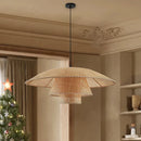 Wabi-sabi rétro rotin suspension Vintage artisanat silencieux lampe à vent pour salon chambre salle à manger Table lustre