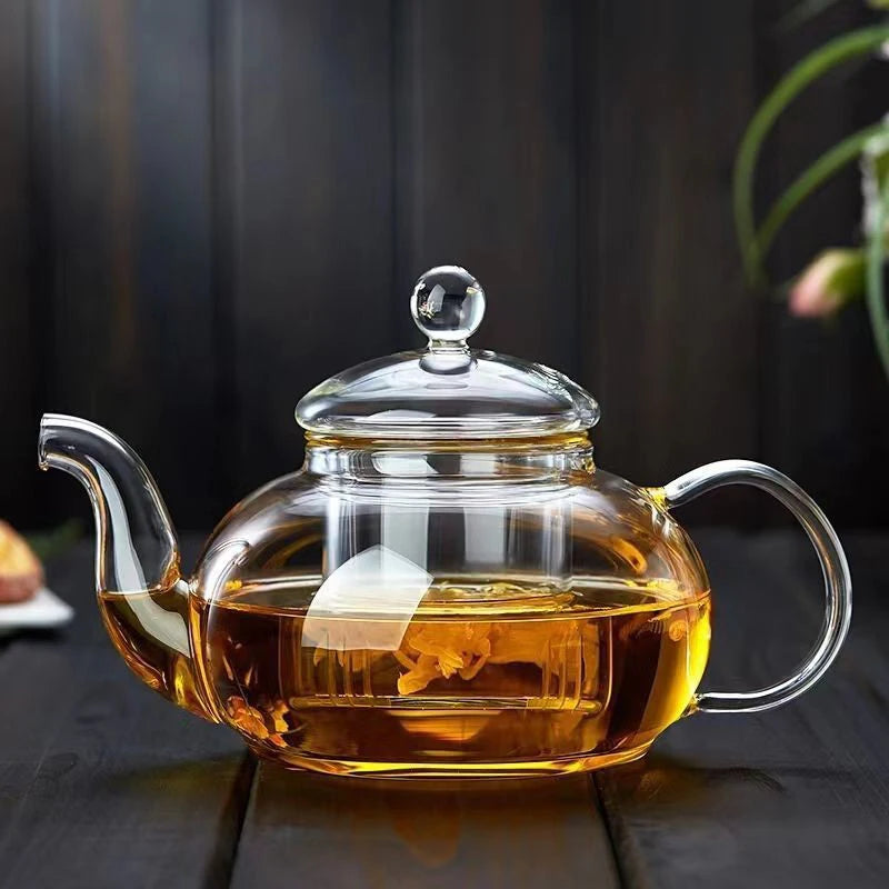 Théière verre résistant chaleur avec infuseur intégré