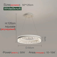 plafonnier led suspendu design minimaliste avec anneaux en cristal