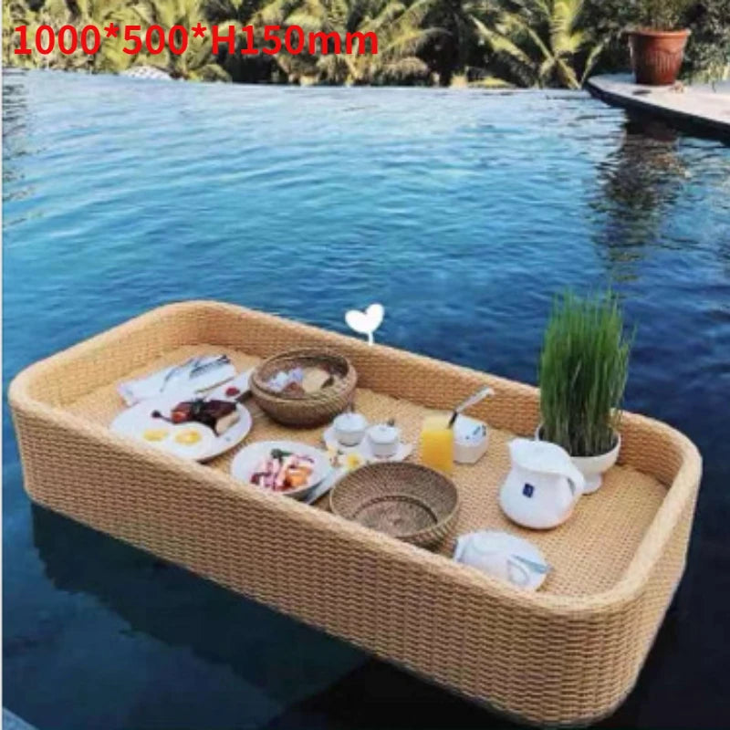 plateau en rotin nordique pour fruits et boissons de piscine - vue 15 sur 22