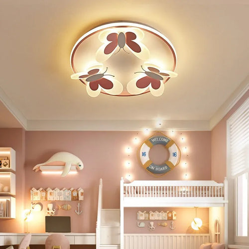 Plafonnier pour enfants papillon décoratif rose plafonnier étude chambre d'enfants Salon d'enfant lampes créatives lampe de chambre de fille d'intérieur