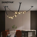 SANDYHA Kronleuchter aus Leder mit LED-Pendelleuchte, modernes Design