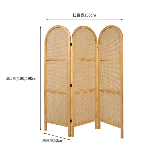 paravent en rotin pliable de style japonais mobile - vue 12 sur 13