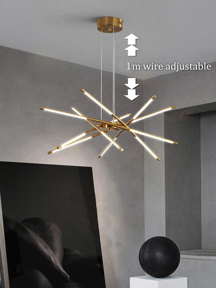 plafonnier led suspendu design moderne réglable avec télécommande décoratif - vue 4 sur 10