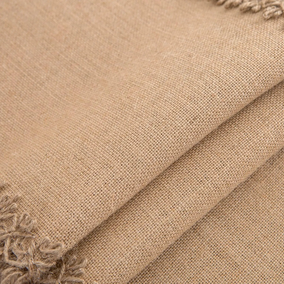 Chemin de table macrame beige rustique boheme franges - vue 6 sur 7