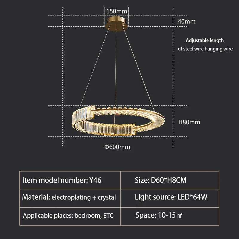 lustre moderne en cristal k9 design nordique pour décoration intérieure