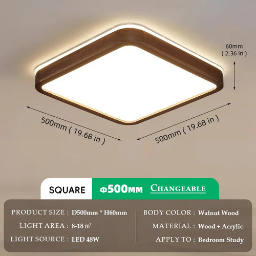 Walnut Wood Ceiling light, Wabi-sabi Simple Modern Vintage style, Bedroom lighting for Bathroom, Bedroom, dining room, Study - vue 17 sur 16