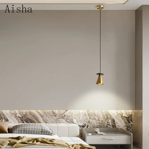 Pendelleuchte aus Nussbaumholz und Kupfer mit elegantem Design für ein stilvolles Interieur - vue 5 sur 8