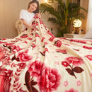 Plaid polaire motifs floraux et carreaux style doux