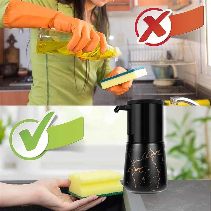 Automatic Soap Dispenser Kitchen, Foaming Soap Dispenser Bathroom, Foam Soap Dispenser Touchless for Bathroom Black - vue 3 sur 6