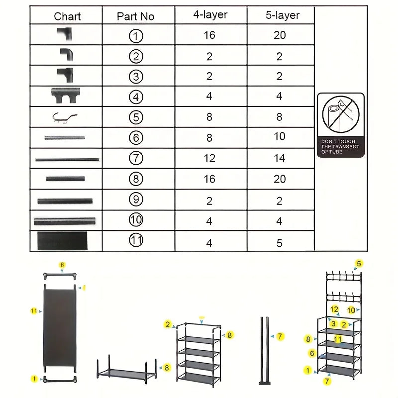 1 Piece 4/5 Ply 23" Carbon Steel, Multipurpose Clothes and Shoe Rack, Black/White, Self Assembly Required