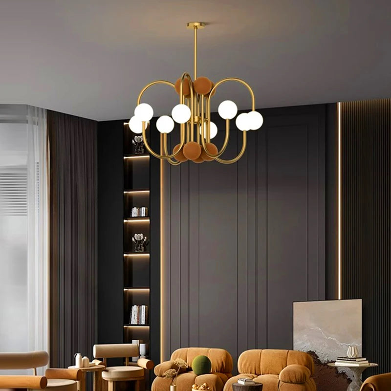 Suspension moderne led design dorée