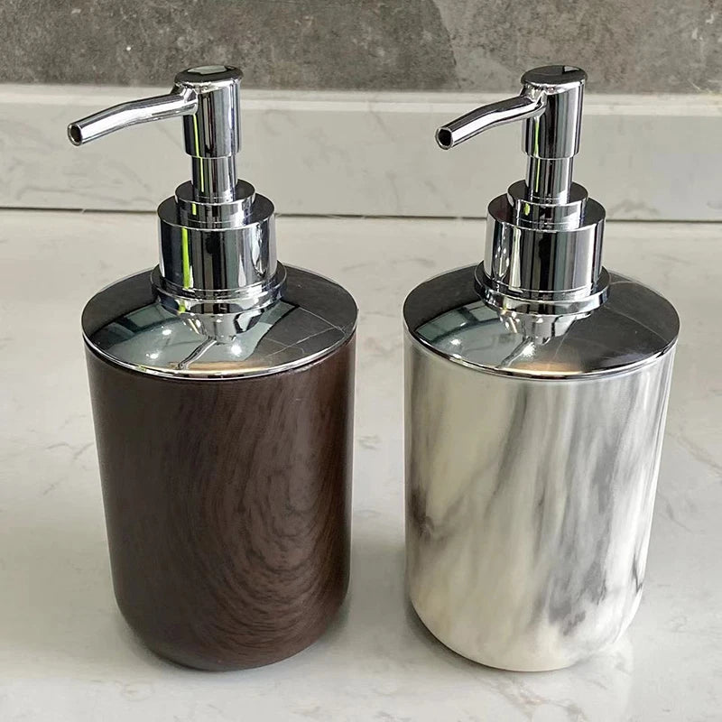 distributeur de savon liquide en plastique marbré 320 ml pour salle de bain - vue 5 sur 8