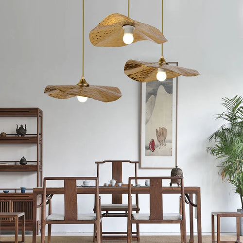 lustre simple en cuivre créatif en forme de lotus - vue 5 sur 9