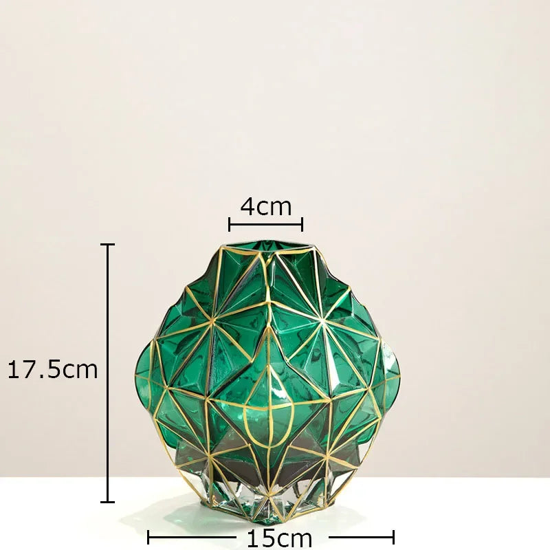 vase en verre rayé plaqué or pour décoration florale élégante - vue 9 sur 10