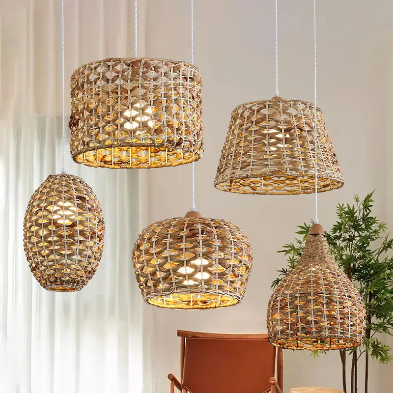 suspension en rotin style wabi sabi pour décoration moderne - vue 6 sur 11