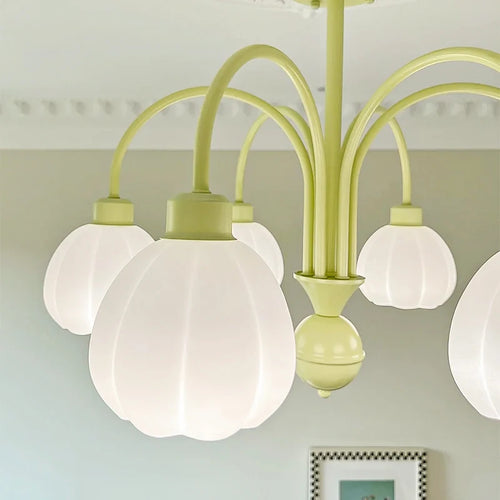 lustre en verre style nordique avec abat-jour citrouille pour décoration maison